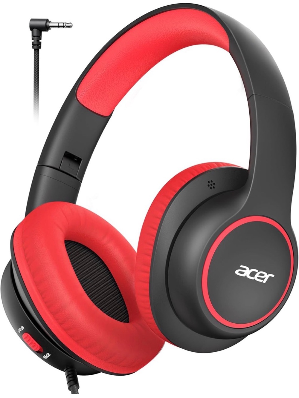 Acer Black and Red Wired Over-Ear Headphones